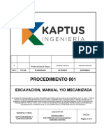 PT 001 - Procedimiento Excavacion, Manual y o Mecanizada