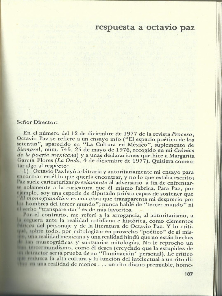 Respuesta A Octavio Paz | PDF