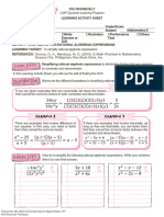 Learning Activity Sheet No. 6 - Simplifying Rational Algebraic Expressions