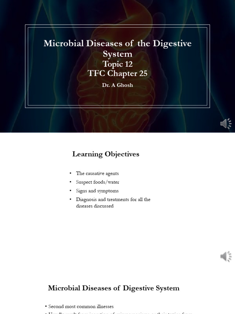 Biology 3053 Topic 12 Microbial Diseases of The Digestive System PDF