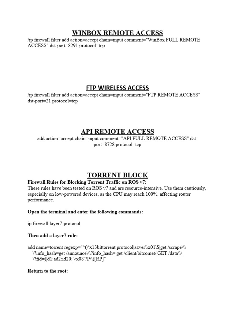 Mikrotik Firewall Rule Setup Guide | PDF