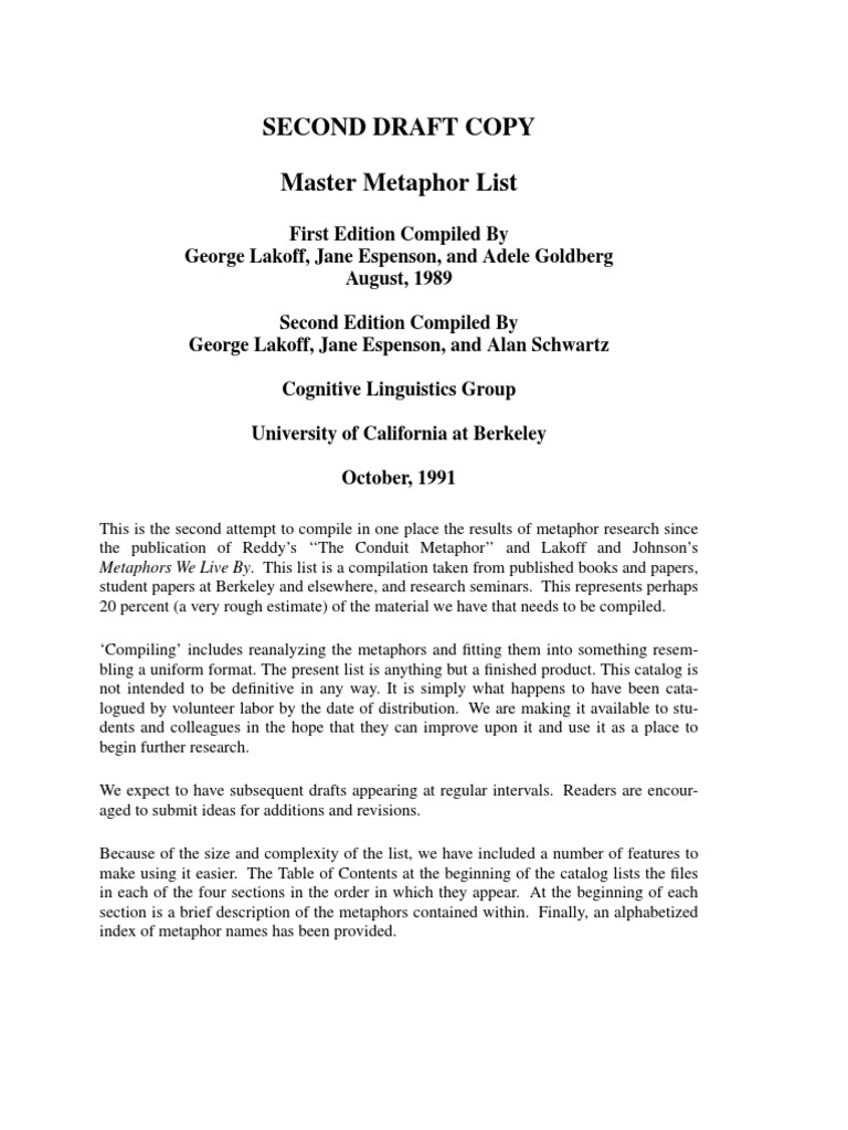 Metaphor List | PDF | Philosophy