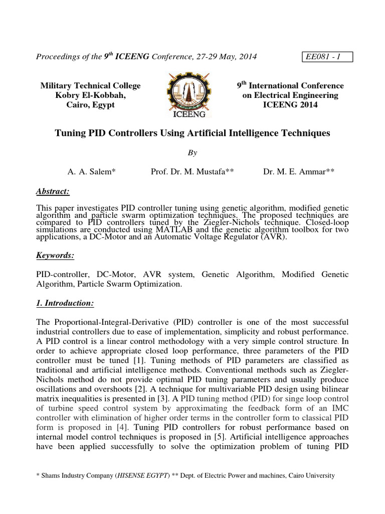 PID Controller Tuning with AI Techniques | PDF | Genetic Algorithm ...