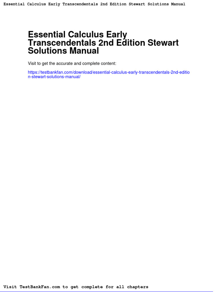 Dwnload Full Essential Calculus Early Transcendentals 2nd Edition Stewart Solutions Manual PDF PDF