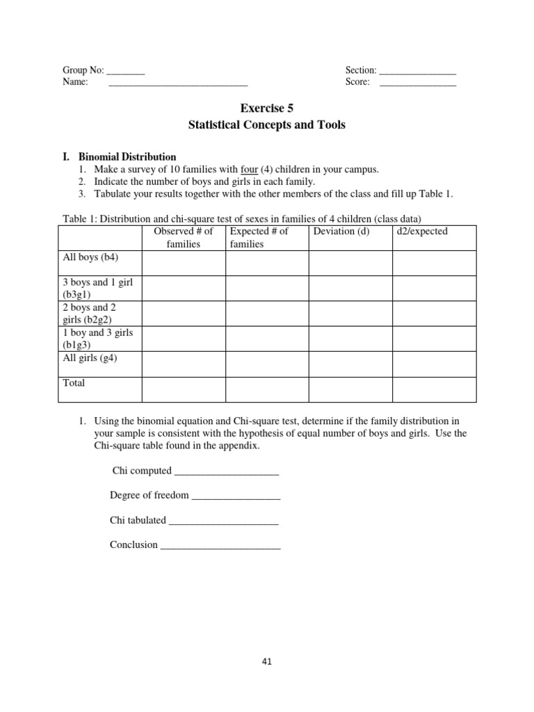 Genetics Lab Exercise 5 - Statistical Concepts and Tools | PDF