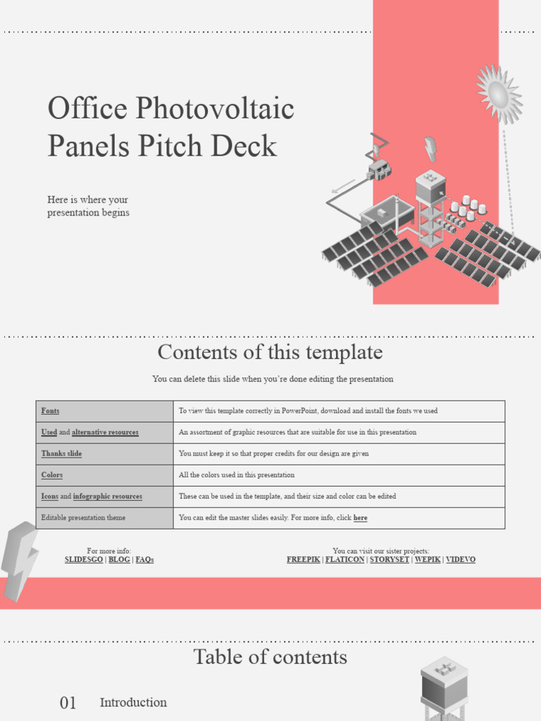 Photovoltaic Panels Pitch Deck Guide | PDF | Planets | Solar System