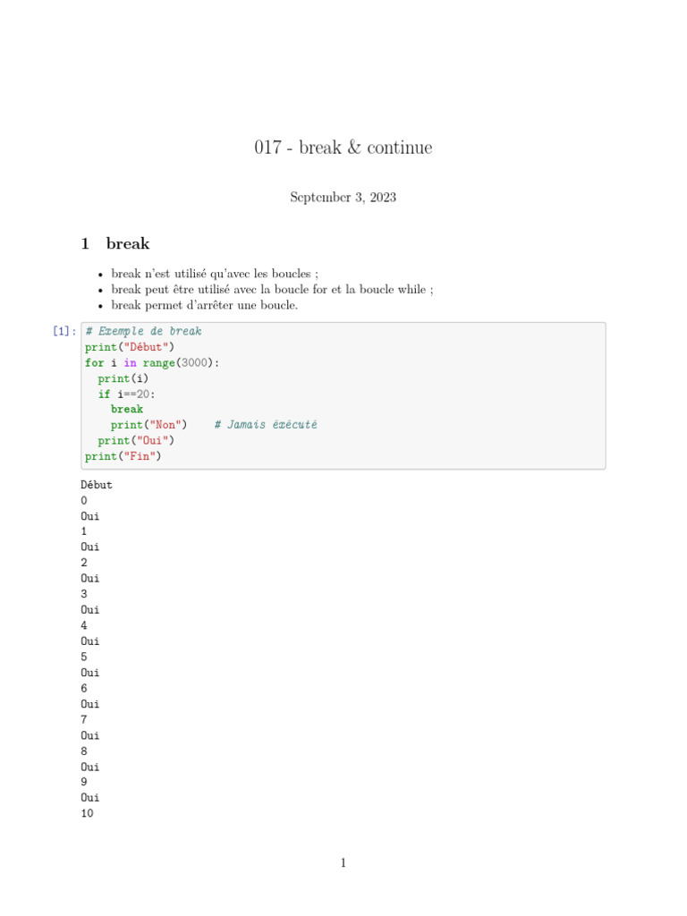 Utilisation de break et continue en Python | PDF | Structure de ...