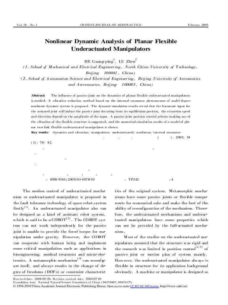 Nonlinear Dynamic Analysis of Planar Flexible Unde - 2005 - Chinese ...