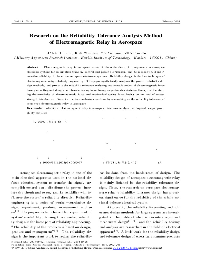Reliability Tolerance in Aerospace Relays | PDF | Reliability ...