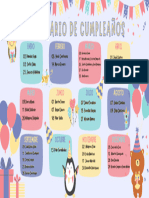 Calendario de Cumpleaños Anual Ilustado Multicolor