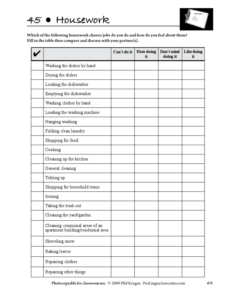 45 Housework Questionnaire | PDF | Career & Growth | Self-Improvement