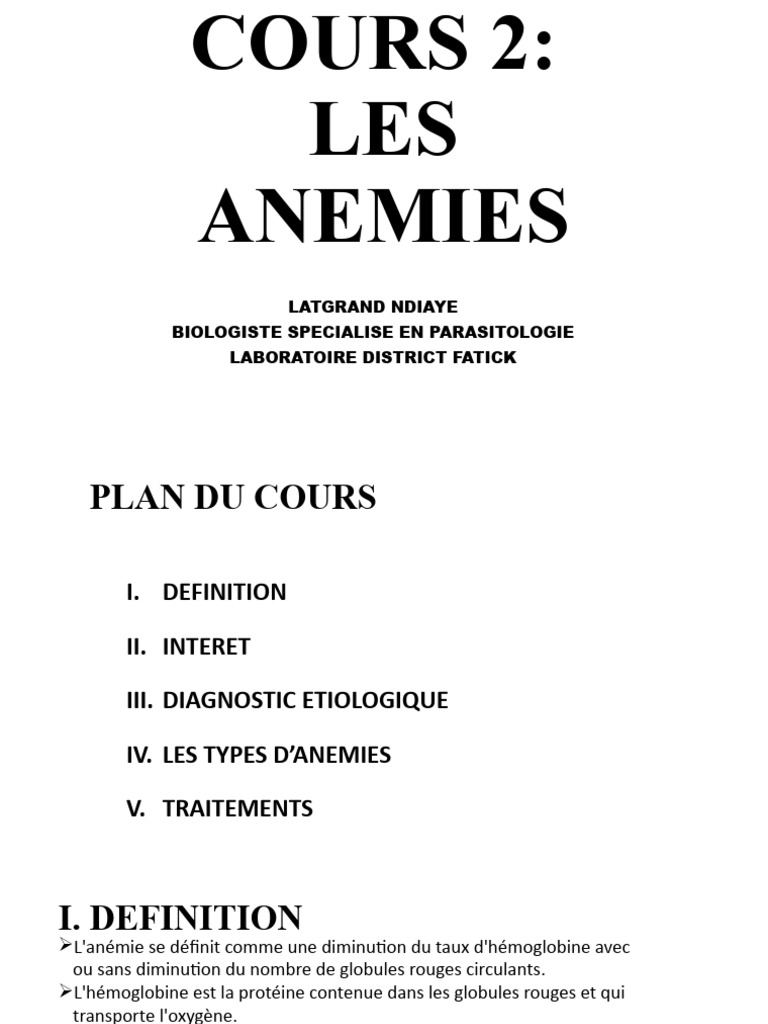 Comprendre les Anémies: Types et Traitements | PDF | Anémie | Causes de ...