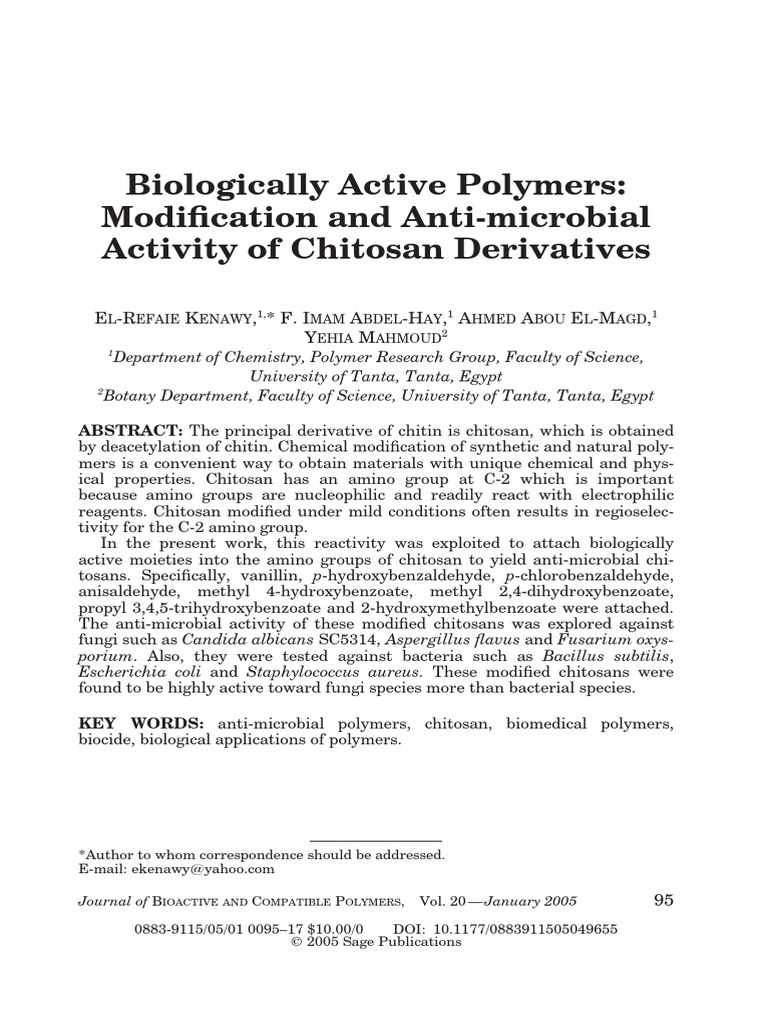 Kenawy Et Al 2005 Biologically Active Polymers Modification and Anti ...