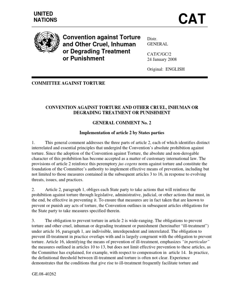 UN General Comment on Torture Prevention | PDF | Torture | Discrimination