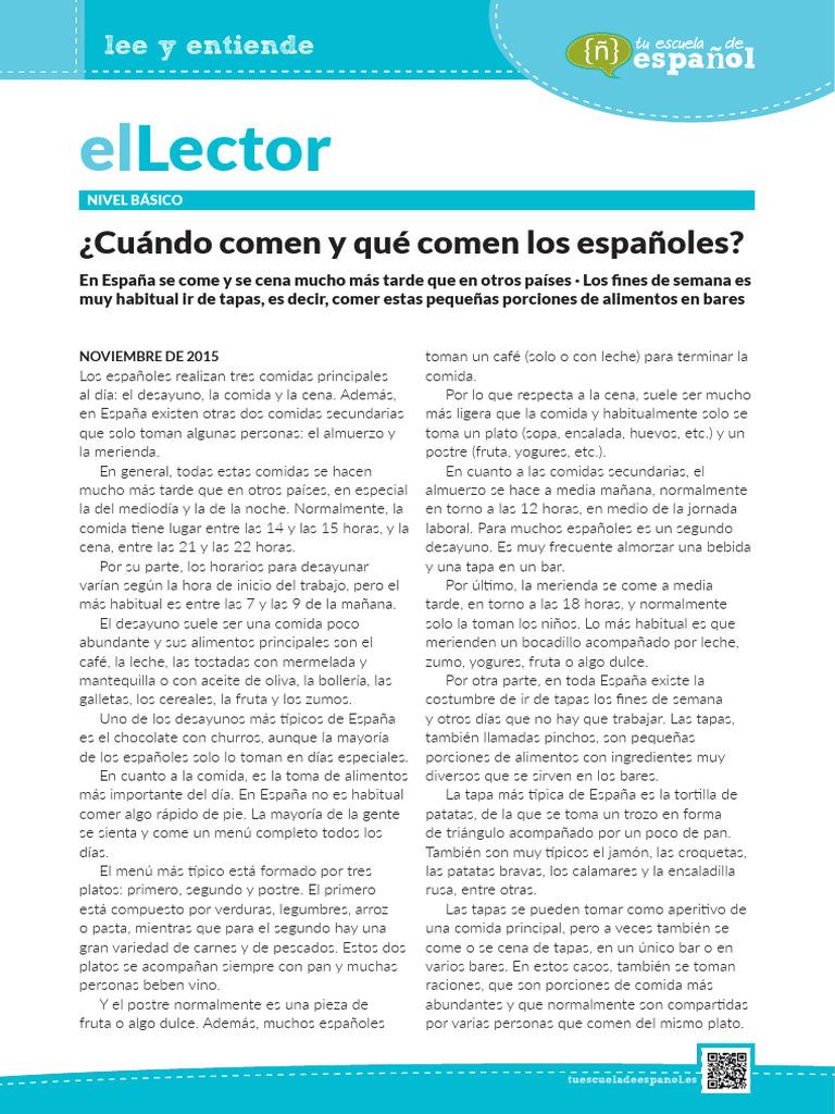 LE002 Comidas | PDF | Cocina española | Almuerzo