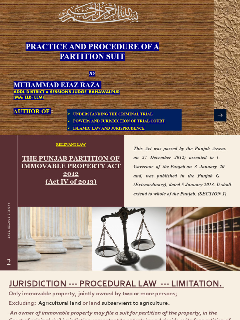 Practice & Procedure of A Partition Suit PDF Auction Lawsuit