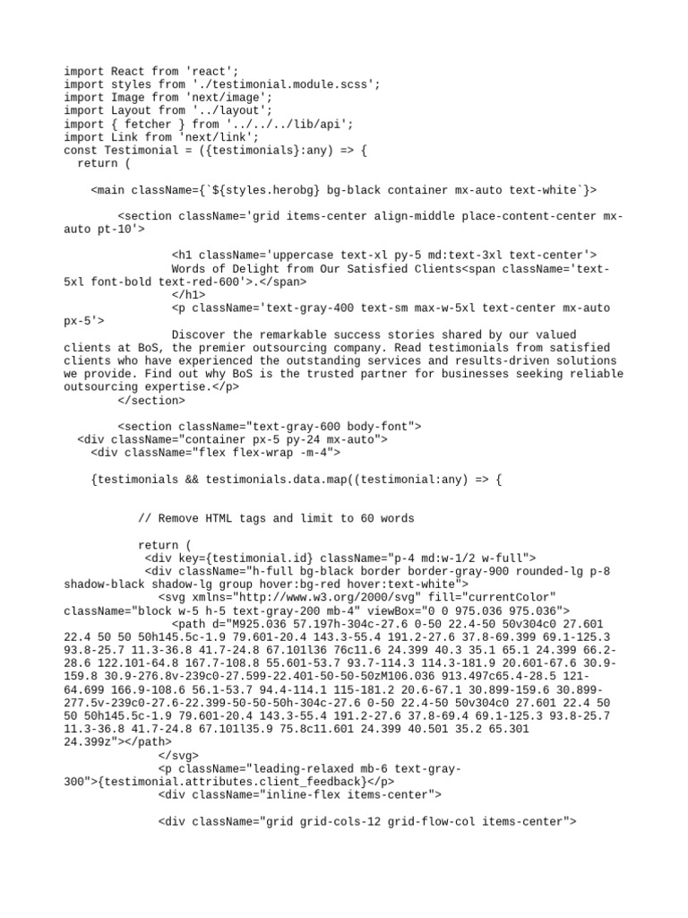 Old Testimonial TSX Code | PDF | Business | Computers