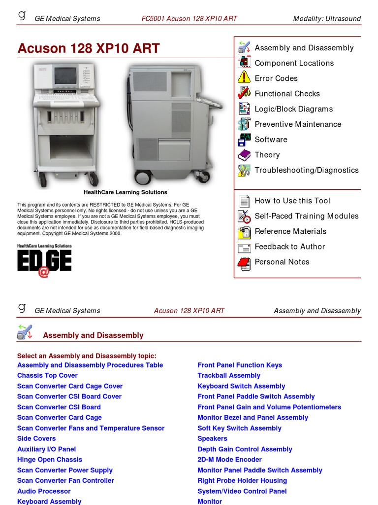 Acuson 128XP Service Manual(1). acuson 128 | Image Scanner | Electrical  Connector .
