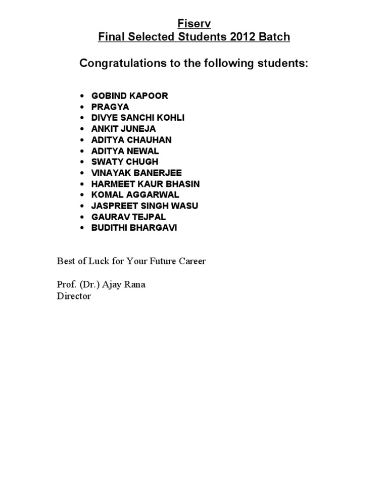 Final Students List 2012 Batch | PDF