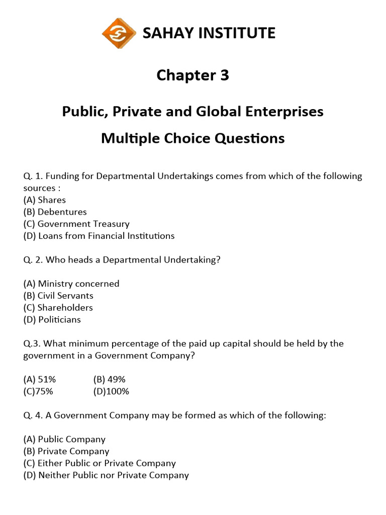 Public, Private and Global Enterprises | PDF | Banks | Privately Held ...