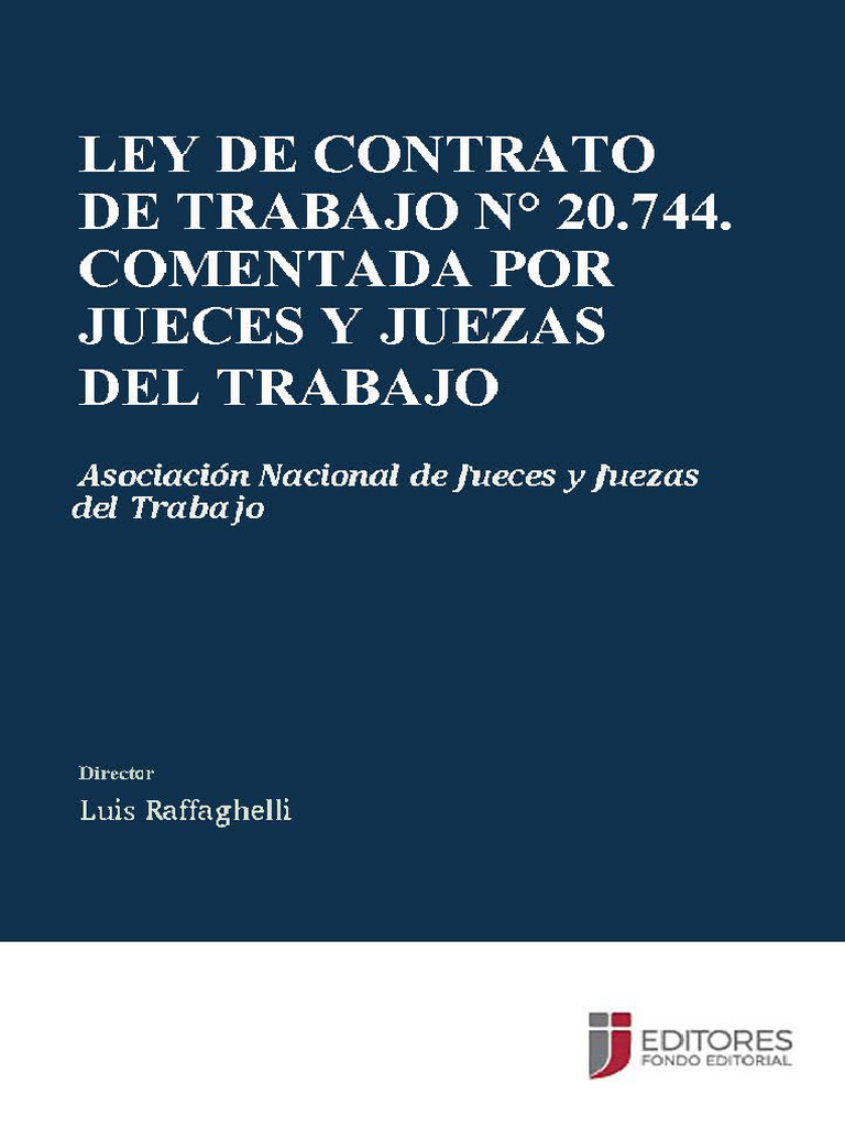 Ley De Contrato De Trabajo 20744 Actualizada En