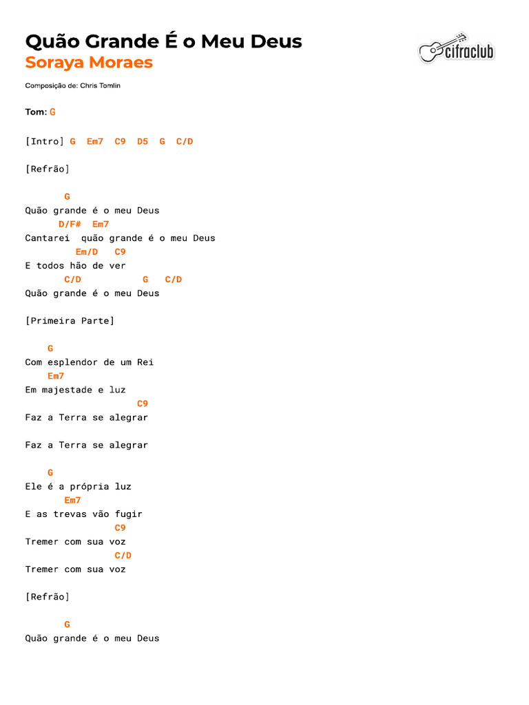 Cifra Club Soraya Moraes Quão Grande É o Meu Deus PDF