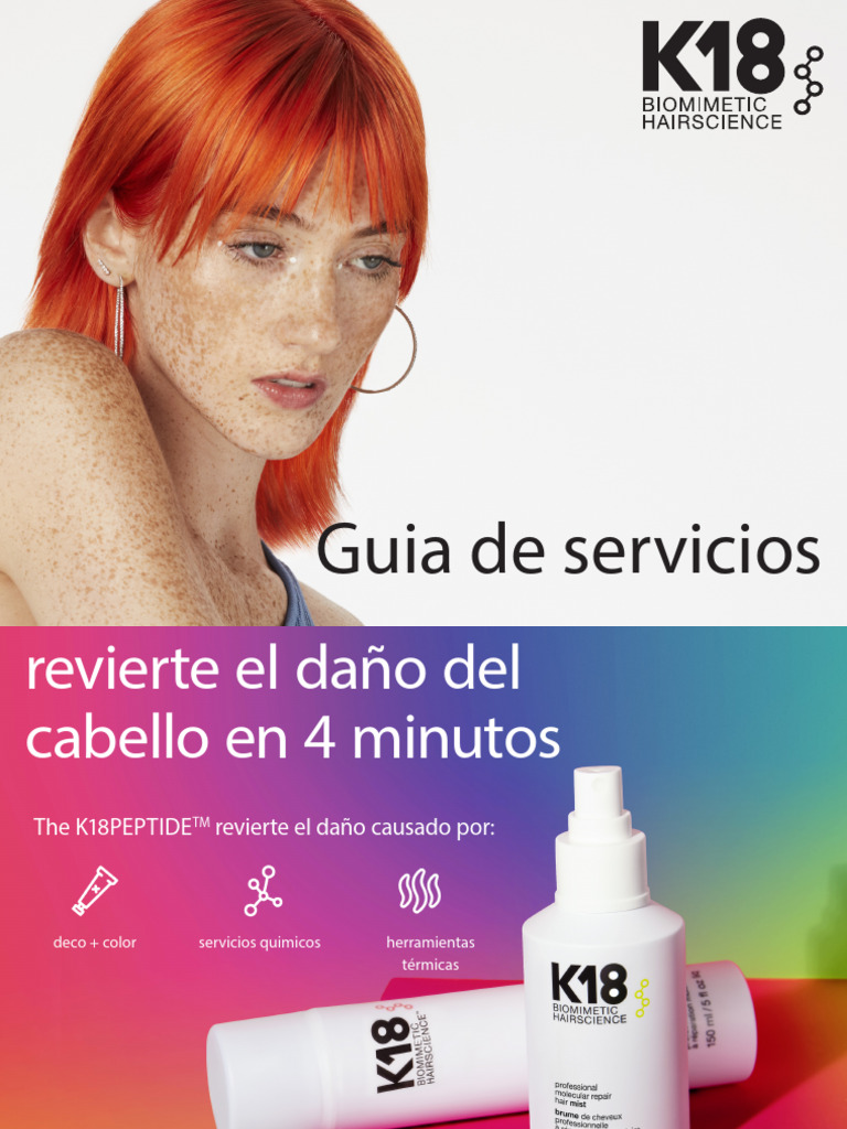 K18 - Guia de Servicios - 2022 - Sales | PDF | Pelo | Péptido