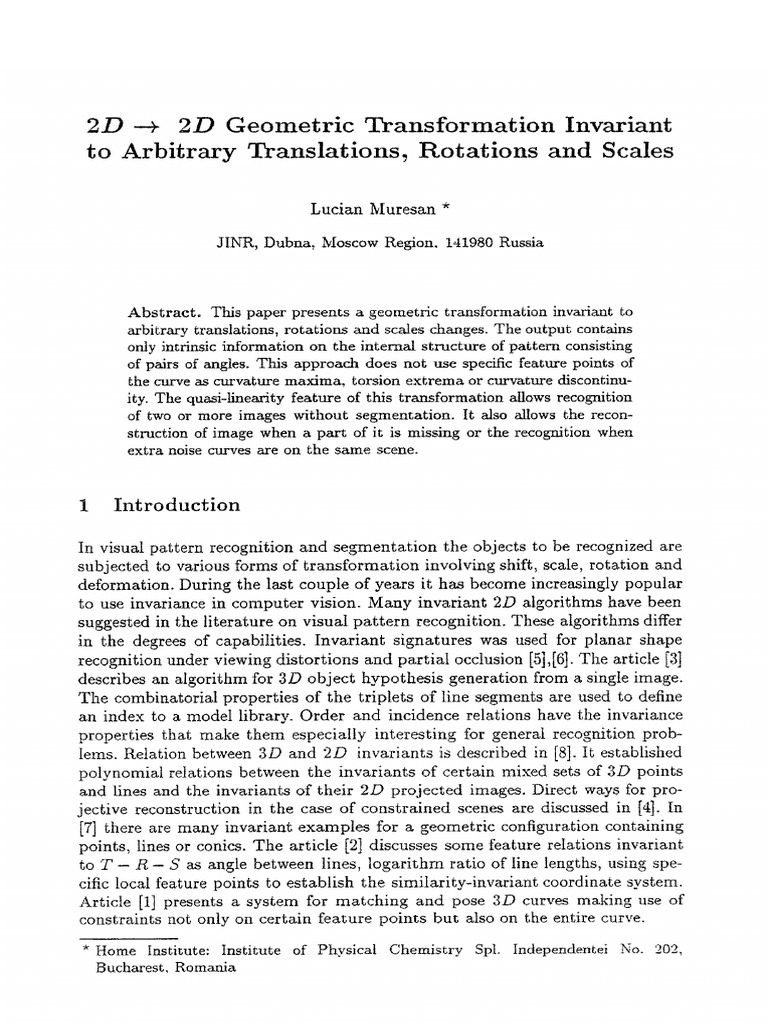 2 D2 DGeometric Transformation Inv | PDF | Invariant (Mathematics ...