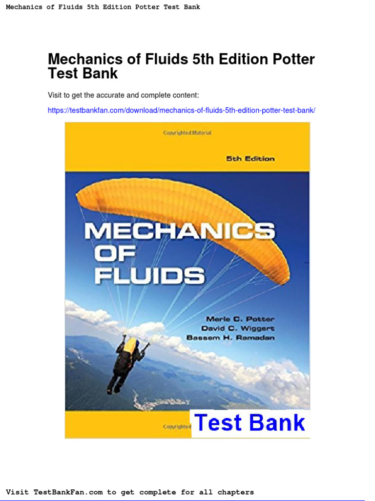 Dwnload Full Mechanics of Fluids 5th Edition Potter Test Bank PDF