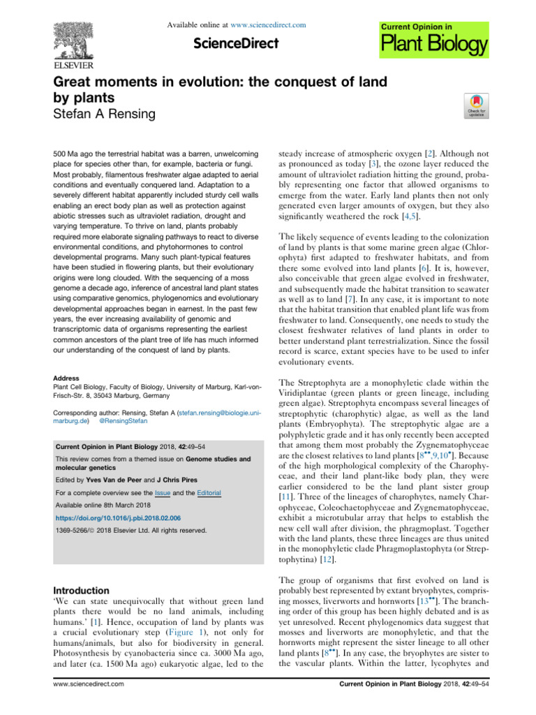 Great Moments in Evolthe Conquest of Land PDF Plants Nature