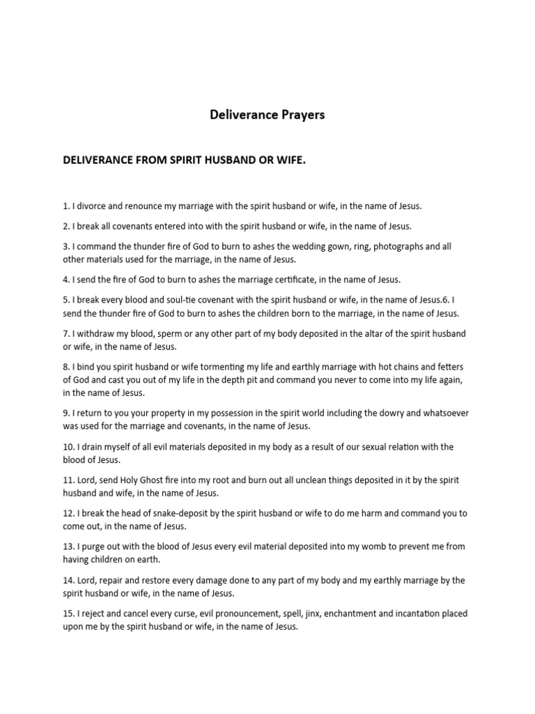 Deliverance Prayers PDF Jesus Religious Belief And Doctrine