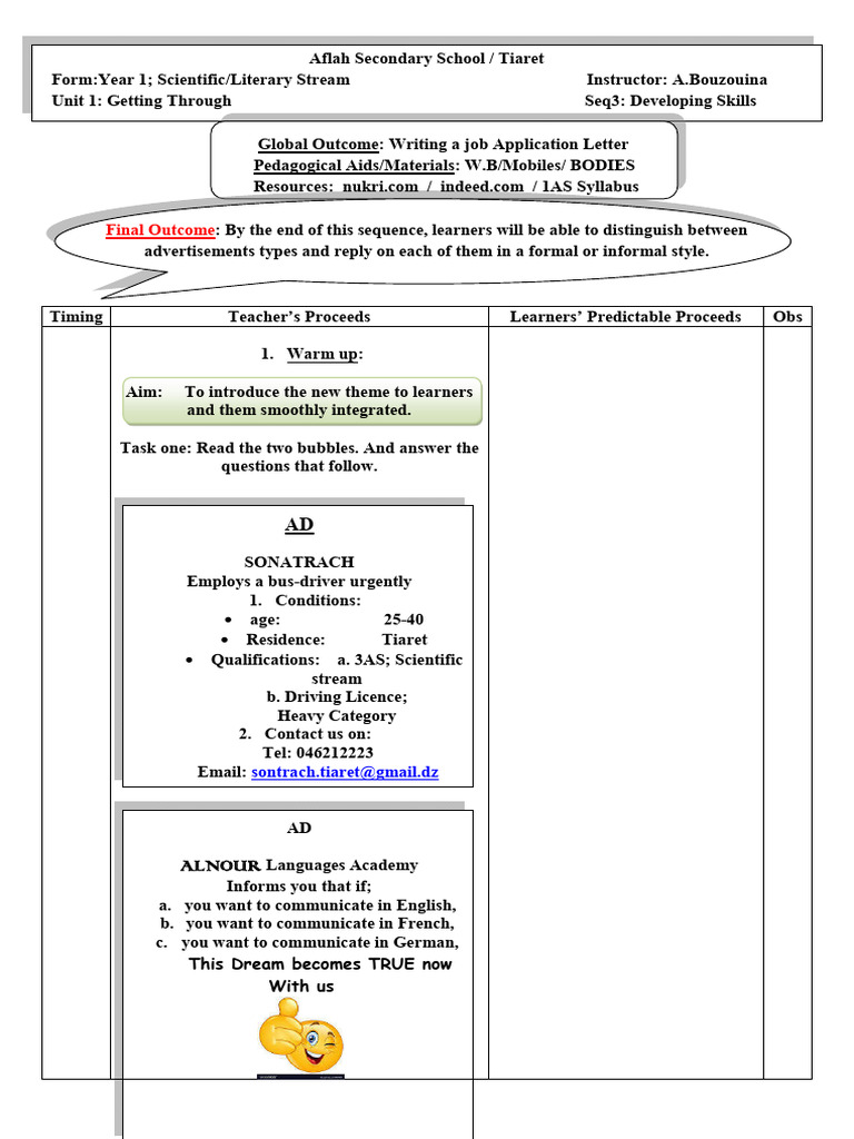 Job Application Skills for Students | PDF | Advertising | Human ...