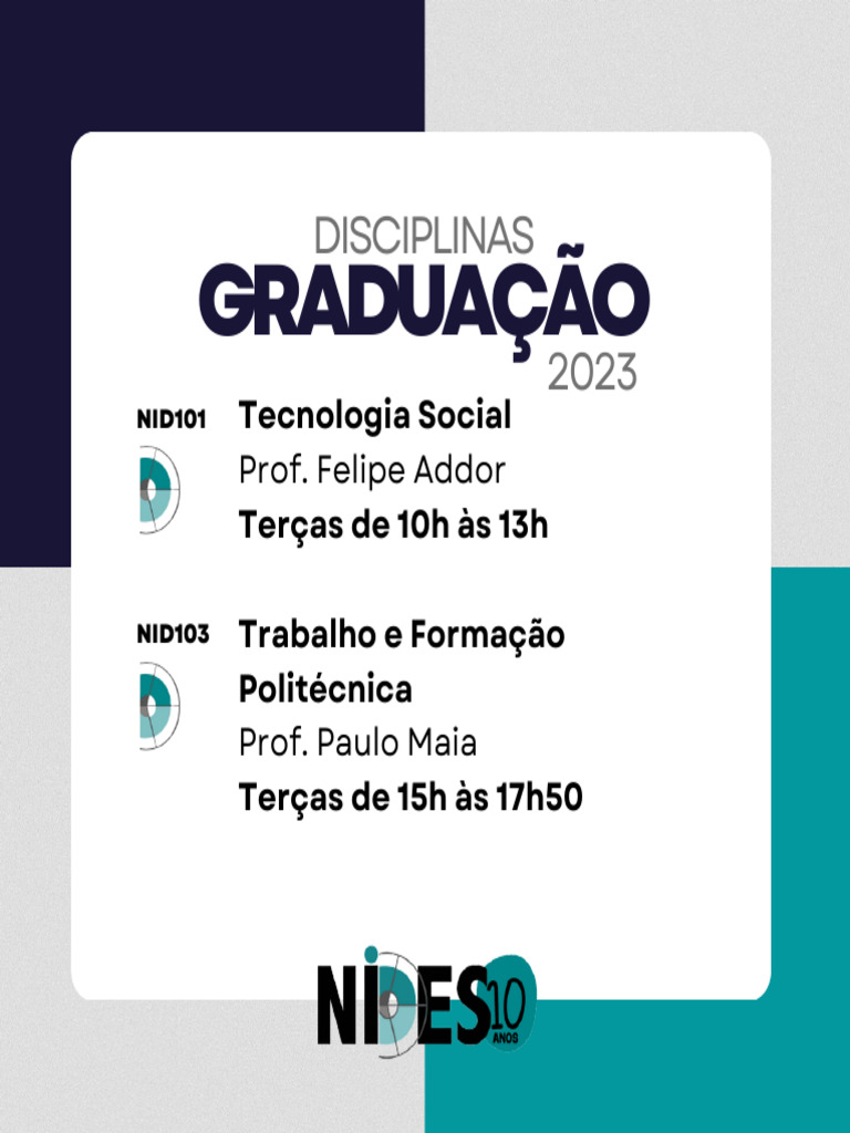 Disciplinas Graduação NIDES | PDF