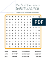 White and Yellow Parts of The House Word Search Worksheet