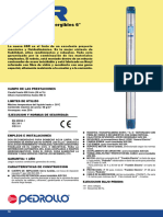 Electrobombas Sumergibles 6": Caudal Hasta 600 L/min (36 M /H) Altura Manométrica Hasta 390 M