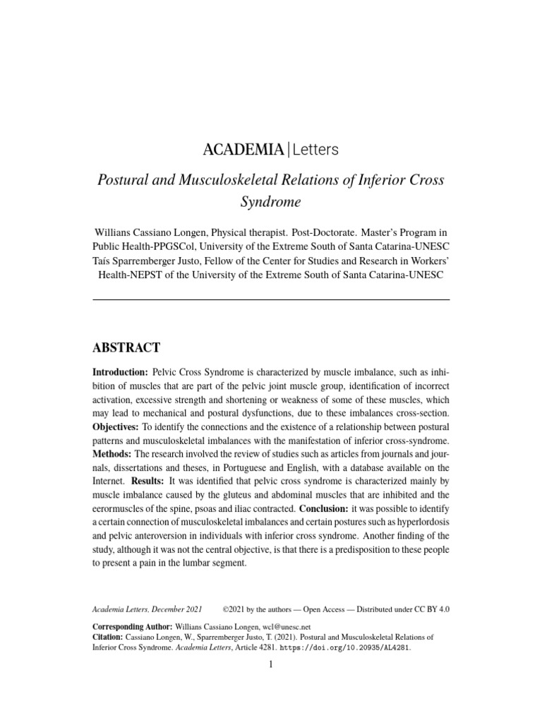 Postural and Musculoskeletal Relations o | PDF