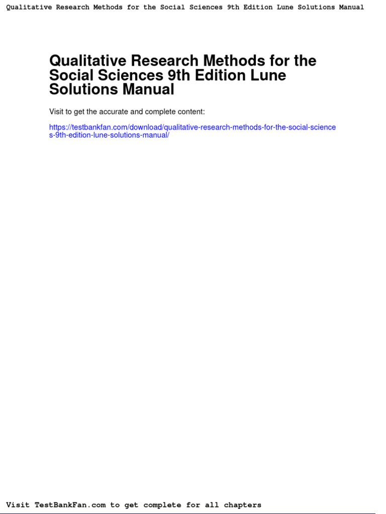 Dwnload Full Qualitative Research Methods For The Social Sciences 9th ...