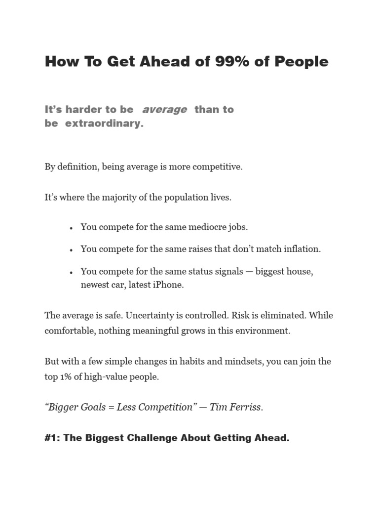 How To Get Ahead Of 99 Pdf