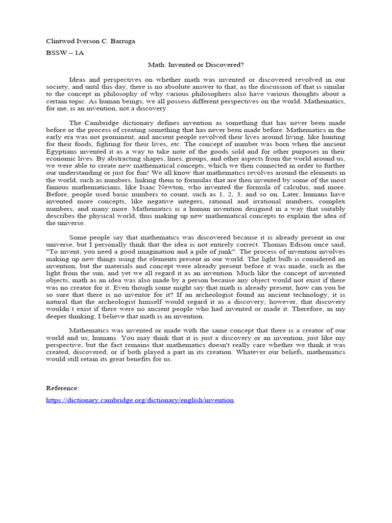 Math, Invention or Discovery | PDF | Mathematics | Numbers