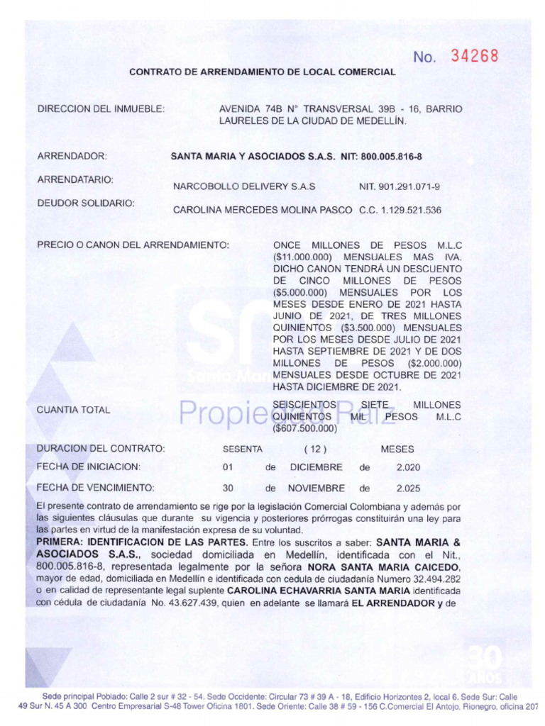 Contrato Arrendamiento Local Laureles Av 74B #39B-16 | PDF