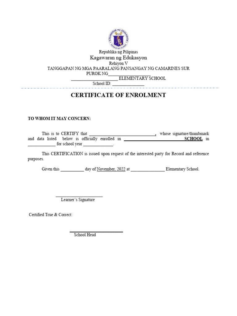 Certificate of Enrolment | PDF