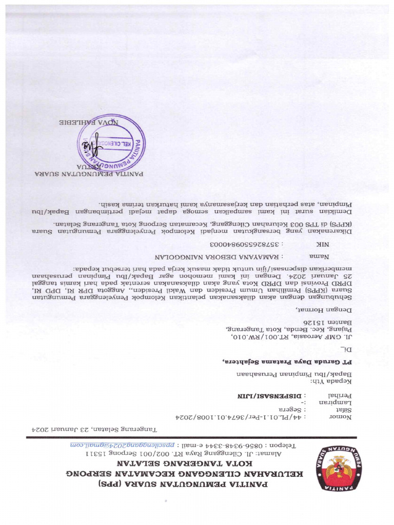 Surat Ijin KPPS 2024 | PDF