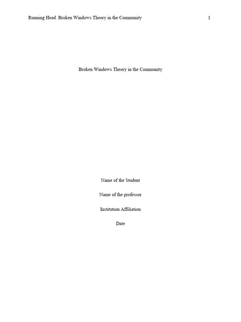 Broken Windows Theory in The Community | PDF | Police | Criminology