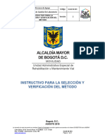 GLAB-IN-003 V2. Instructivo para La Seleccion y Verificacion Del Metodo