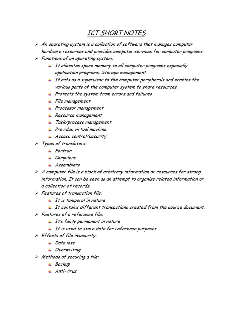 Ict Short Notes | PDF | Databases | Programming