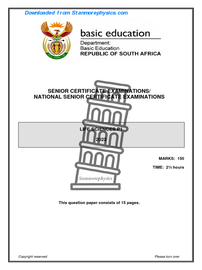 life science grade 12 paper 1 november 2023 question paper