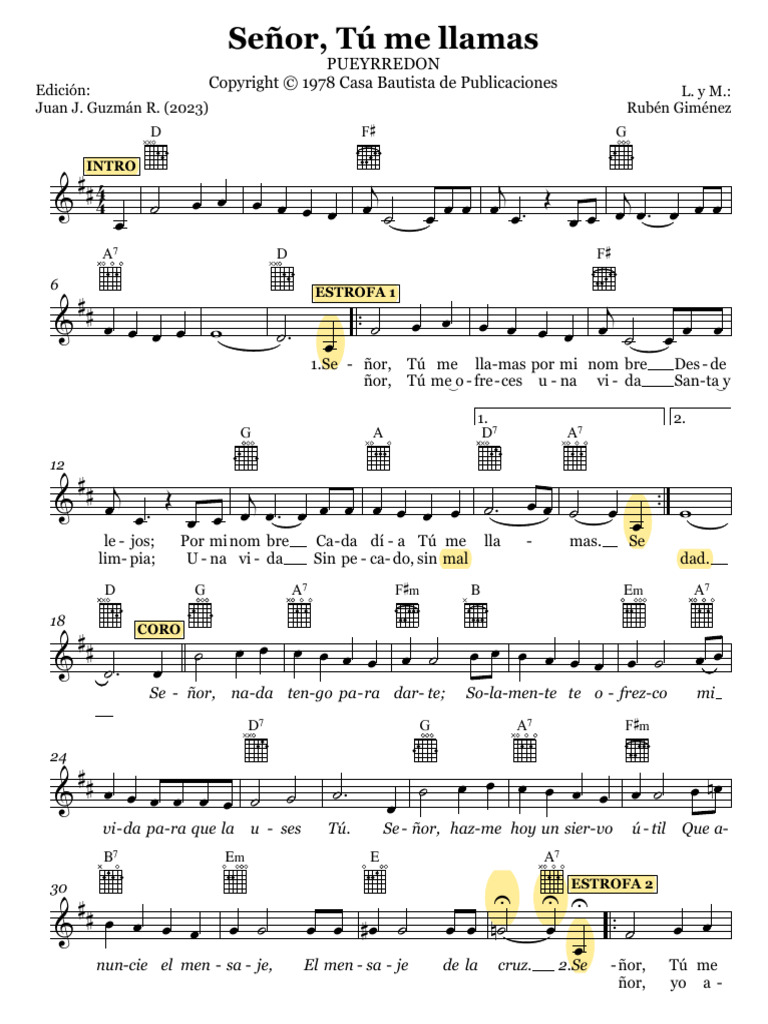 Señor Tú Me Llamas Particella Pdf