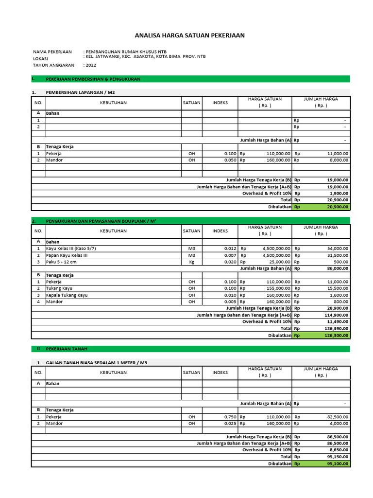 ANALISA HARGA SATUAN Terbaru | PDF