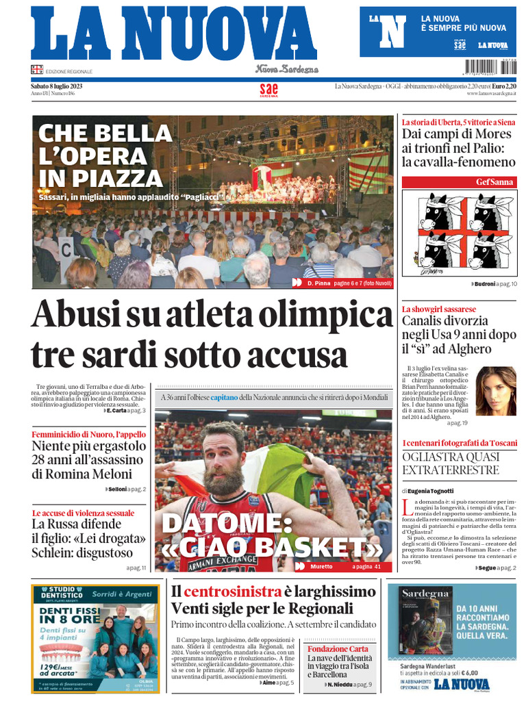 La Nuova Sardegna Sassari 08 Luglio 2023 | PDF