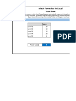 Y8 ICT - Excel Exercise - Formula